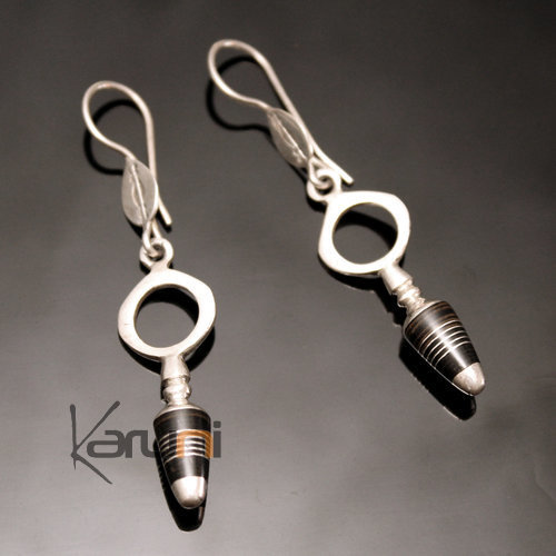 Ethnic Southern Cross Earrings Sterling Silver Jewelry Ebony from Zinder Niger Tuareg Tribe Design 189 5,5 cm