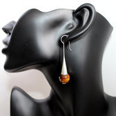 Ethnic Drop Earrings Sterling Silver Jewelry Long Faceted Bead Camel Fire Agate Tuareg Tribe Design 47 b