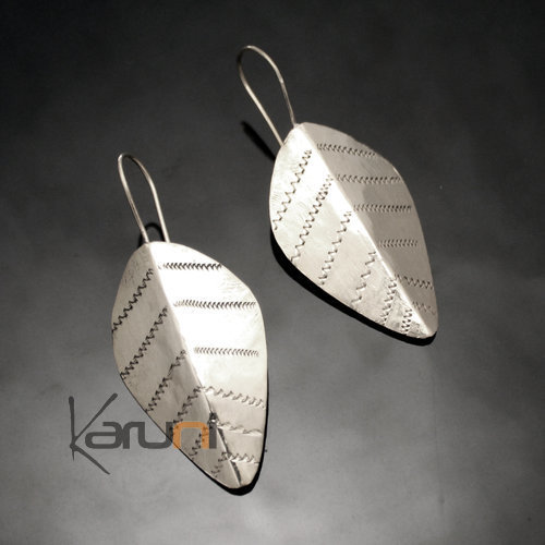Fulani Earrings Plated Silver Large Small Leaves African Ethnic Jewelry Mali