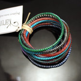 Flip Flop Ethnic African jewelry Plastic Bracelets Jokko Recycled Fair Trade Men Women Children 40 Multicolor Dark (x12)