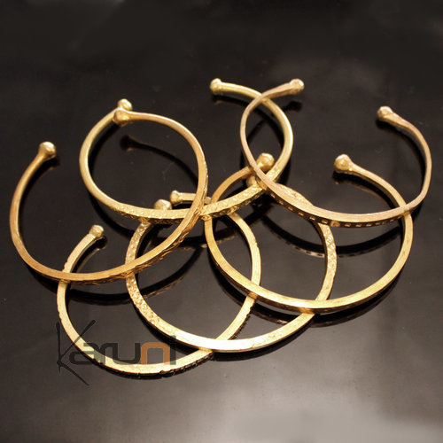 Fulani Jewelry Bracelet Bangle Traditional Golden Bronze Ethnic Large Leaf African Inspired Jewels 01 b