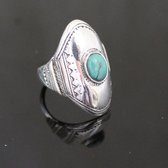 Ethnic Marquise Ring Sterling Silver Jewelry Turquoise Engraved Tuareg Tribe Design 58