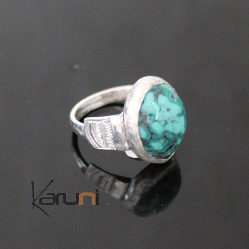 Nigerian Silver Turquoise Ring 60