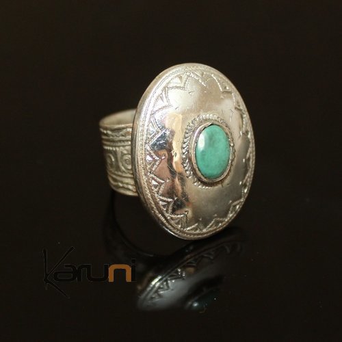 Ethnic Marquise Ring Sterling Silver Jewelry Turquoise Engraved Tuareg Tribe Design 63