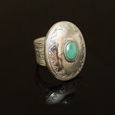 Ethnic Marquise Ring Sterling Silver Jewelry Turquoise Engraved Tuareg Tribe Design 63