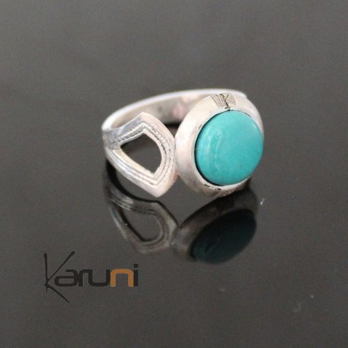 Ethnic Marquise Ring Sterling Silver Jewelry Turquoise Engraved Tuareg Tribe Design 68