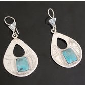 Ethnic Earrings Sterling Silver Jewelry Silver Drops Turquoise Tuareg Tribe Design 64