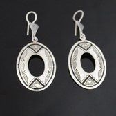 Ethnic African Earrings Sterling Silver Jewelry Engraved Ebony Hollow Oval Tuareg Tribe Design 191