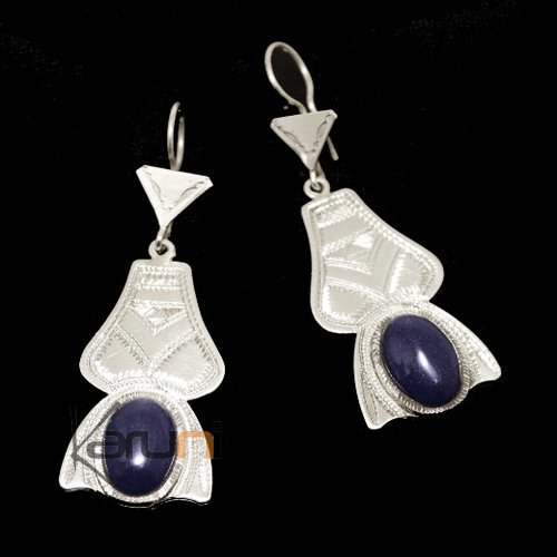 Tuareg earrings silver and blue agate