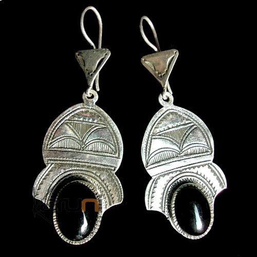 Tuareg earrings silver and black onyx 10