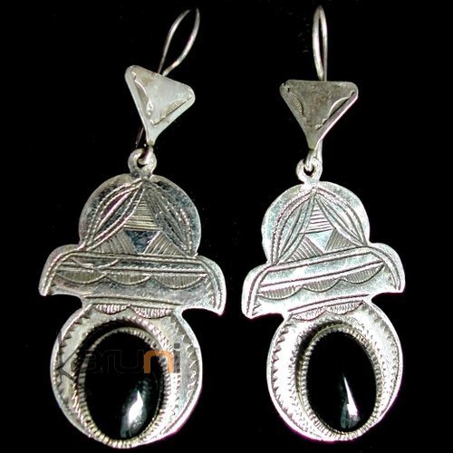 Tuareg earrings silver and black onyx