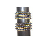 Bracelet multi ranks 3 turns pearls Blue grey fabrics cambodia