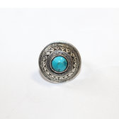 Tuareg Ethnic Jewelry Engraved Silver Ring Turquoise Stone