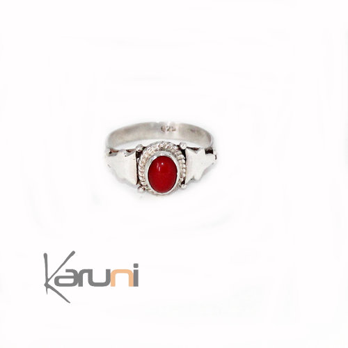 Nepalese Silver Red Agath Ring