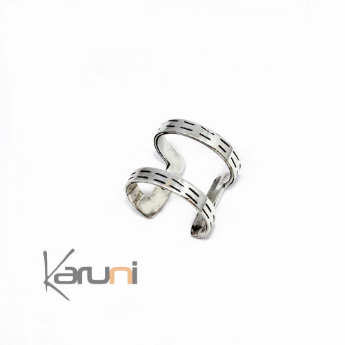 Silver adjustable double Ring