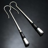 Ethnic African Jewelry Earrings Sterling Silver Ebony Clubs Smooth Engraved Tuareg Tribe Design 02