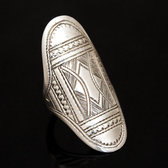 long ethnic silver ring
