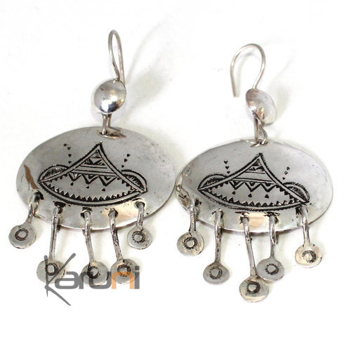 Tuareg Earrings Engraved Berber Silver 5042