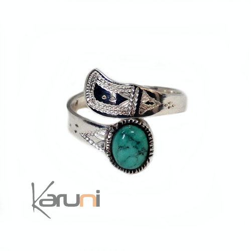 Ethnic Turquoise Ring Sterling Silver 1068