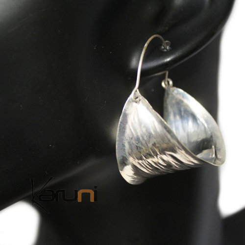 Fancy earrings, bronze hamered silver