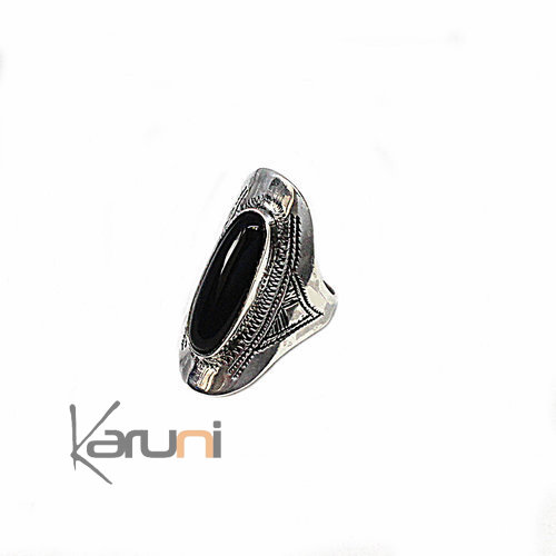 Ethnic Marquise Ring Sterling Silver Jewelry Onyx 1084