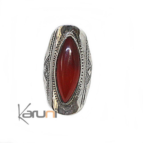 Ethnic Marquise Ring Sterling Silver Jewelry Cornelian 1085