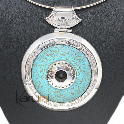 Necklace Pendant Sterling Silver Turquoise Howlite 7044