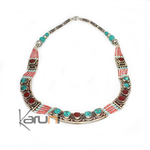 Turquoise Root Coral Necklace 7047