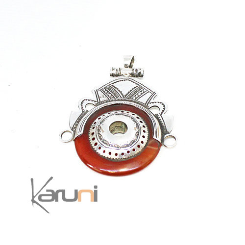 Necklace Pendant Sterling Silver Red Agate 7050