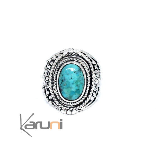 Turquoise sterling silver ring inspiration Nepal 1150