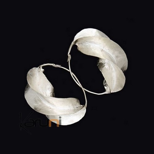  Sterling Silver Hoop Earrings Peul Fulani Mali 08AR 2 cm