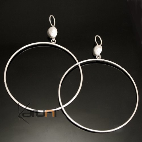 Hoop Earrings Sterling Silver  Thin Engraved Tuareg Tribe Design 34 5,5 cm