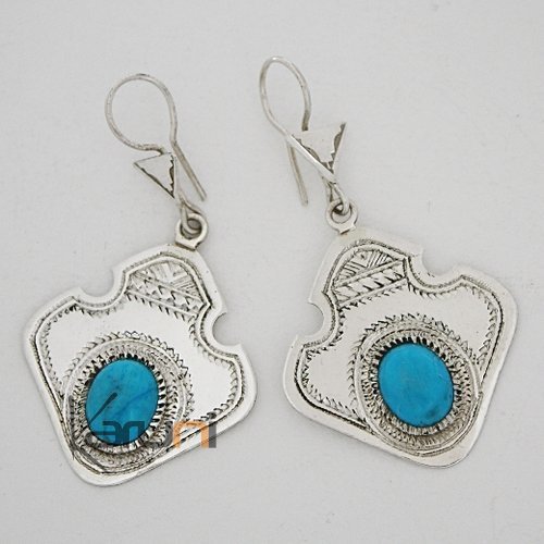 Tuareg earrings silver and turquoise 2