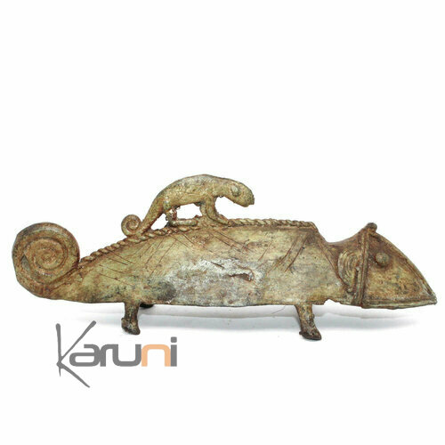 Art Dogon Bronze  2 Chameleons