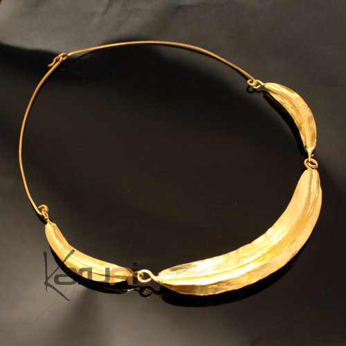 Ethnic African Jewelry Chocker Necklace Bronze Fulani Tribe 3 Leaves Design KARUNI