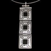 African Necklace Pendant Sterling Silver Ethnic Jewelry Ebony Three Squares Tuareg Tribe Design 11