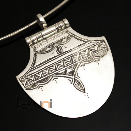 African Necklace Pendant Sterling Silver   Lotus Tuareg Tribe Design 33