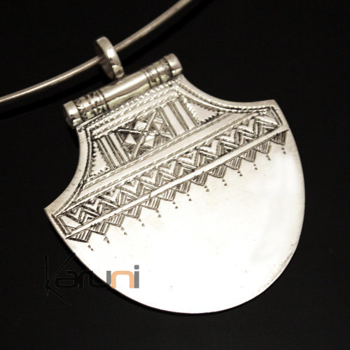 African Necklace Pendant Sterling Silver   Lotus Tuareg Tribe Design 34