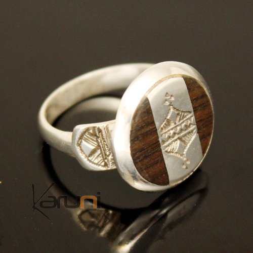 Ethnic Band Ring Sterling Silver Jewelry Round Ebony Vertical Tuareg Tribe Design 10