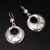 Ethnic Earrings Sterling Silver Jewelry Engraved Hollowed Rounds Tuareg Tribe Design 83