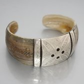 African Bracelet Ethnic Jewelry Mix Silver Horn Large Engraved Plate Filigree from Mauritania 05