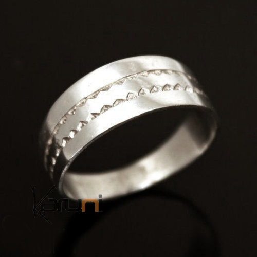 Ethnic Engagement Ring Wedding Jewelry Sterling Silver Flat Engraved Men/Women Tuareg Tribe Design 04