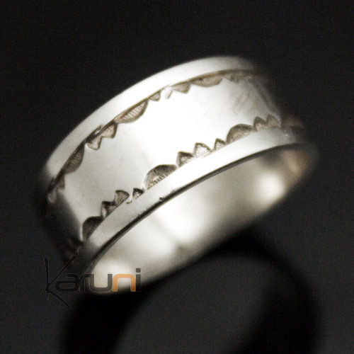 Ethnic Engagement Ring Wedding Jewelry Sterling Silver Flat Engraved Men/Women Tuareg Tribe Design 05