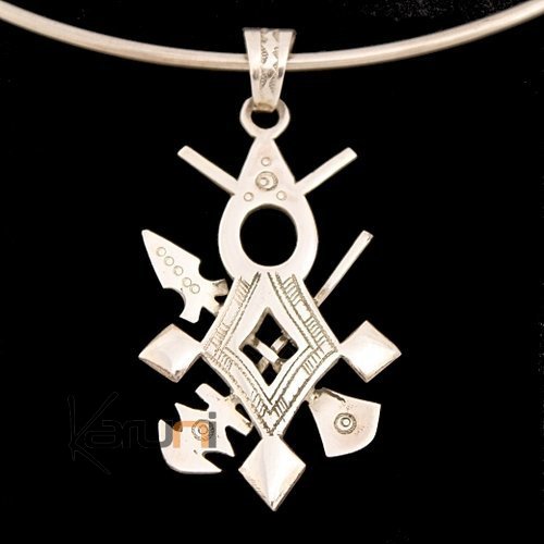African Southern Cross Necklace Pendant Sterling Silver   from Air Niger Tuareg Tribe Design 1