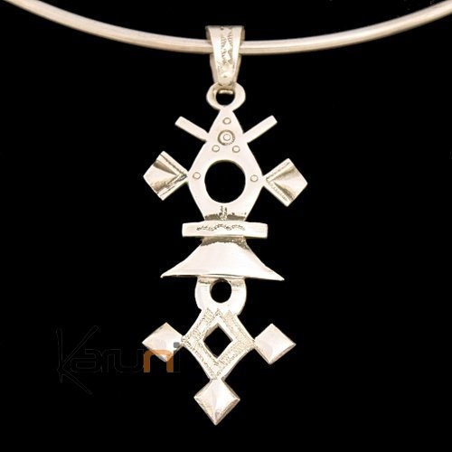 African Southern Cross Necklace Pendant Sterling Silver   from Krip-Krip Niger Tuareg Tribe Design 01