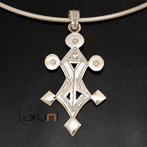 African Southern Cross Necklace Pendant Sterling Silver   from Tchimoumene Niger Tuareg Tribe Design