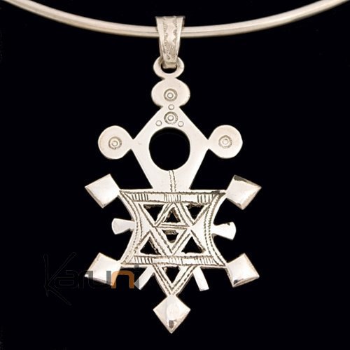 African Southern Cross Necklace Pendant Sterling Silver   from Abalak Niger Tuareg Tribe Design