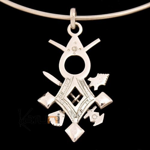 African Southern Cross Necklace Pendant Sterling Silver   from Air Niger Tuareg Tribe Design 2