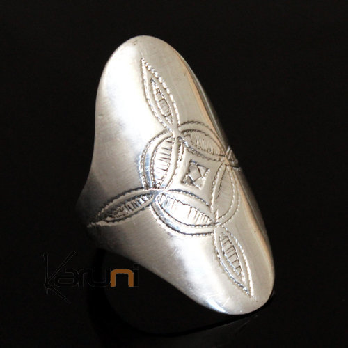 Ethnic Marquise Ring Sterling Silver Jewelry Engraved Tuareg Tribe Design 14