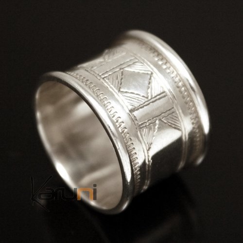 Ethnic Engagement Ring Wedding Jewelry Sterling Silver Large Engraved Men/Women Tuareg Tribe Design 07